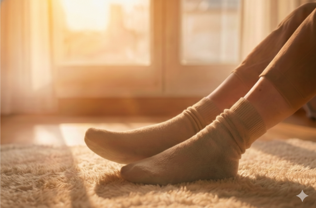 夕日に映える脚（リビング）